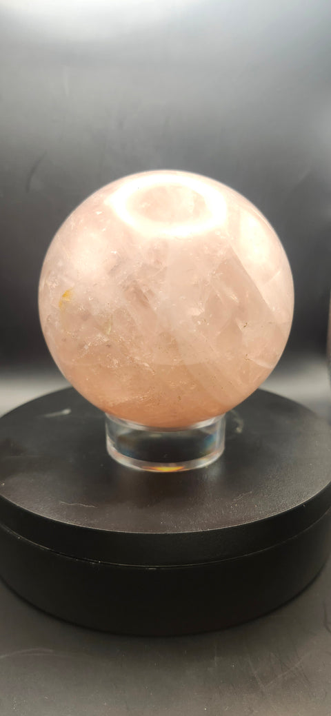 Rose quartz sphere, 85mm, 3.35 inches, 1.15 pounds
