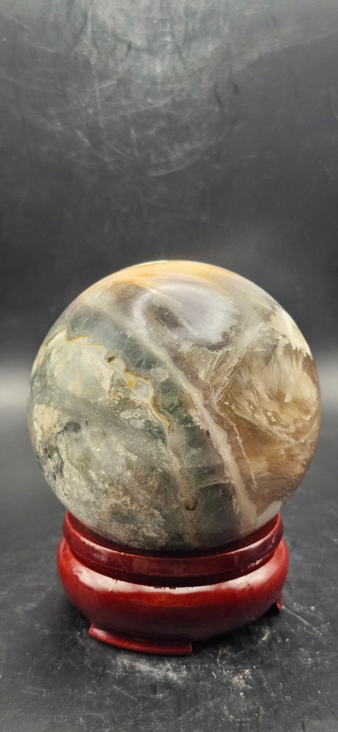 Florite/ ferruginous quartz sphere!! 15.7 ounces, 65.6mm, 2.5 inches