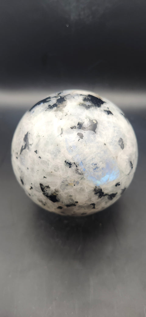 Rainbow moonstone sphere! 80mm, 3.15 inches, 1.11 pounds
