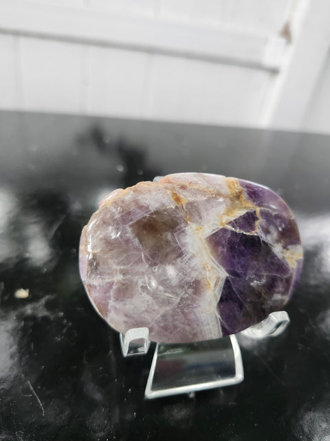 Amethyst lace agate palm stone! 2.5 ounces, 2.75 inches