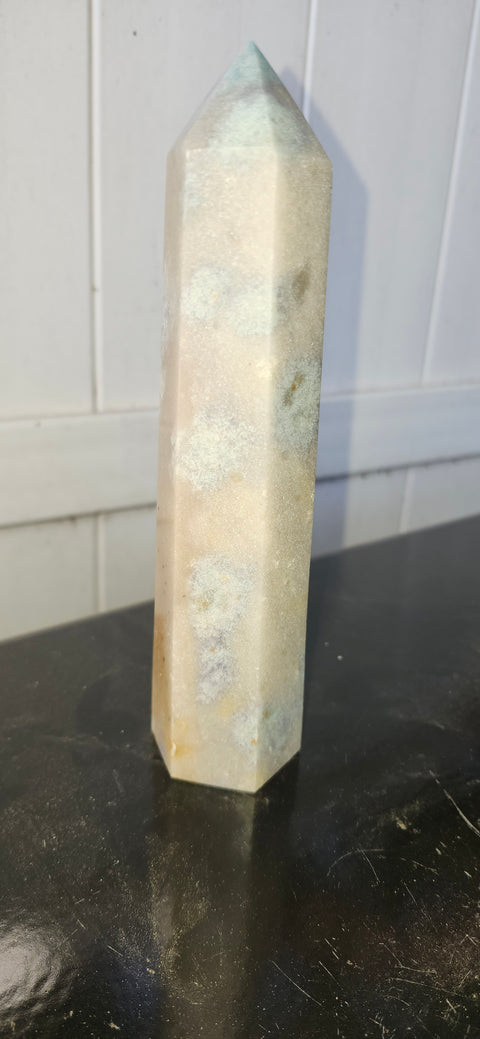 Blue, orange & green aventurine tower! 7.5 inches tall, 1.2 pounds