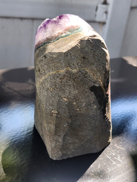 Amethyst cut base free form! 1.14 pounds, 4.5 inches tall, 3 wide