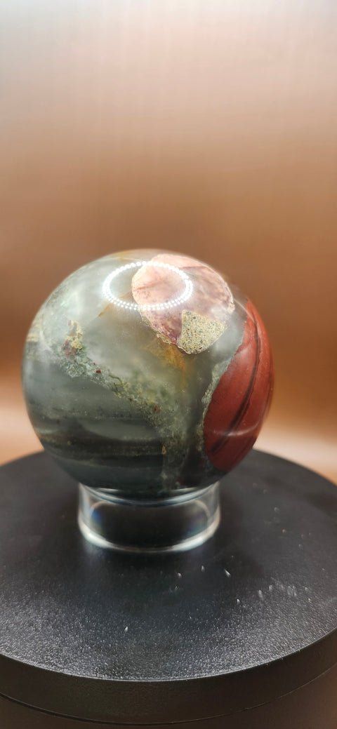 African bloodstone sphere! 73.5mm, 2.89 inches 1.4 pounds