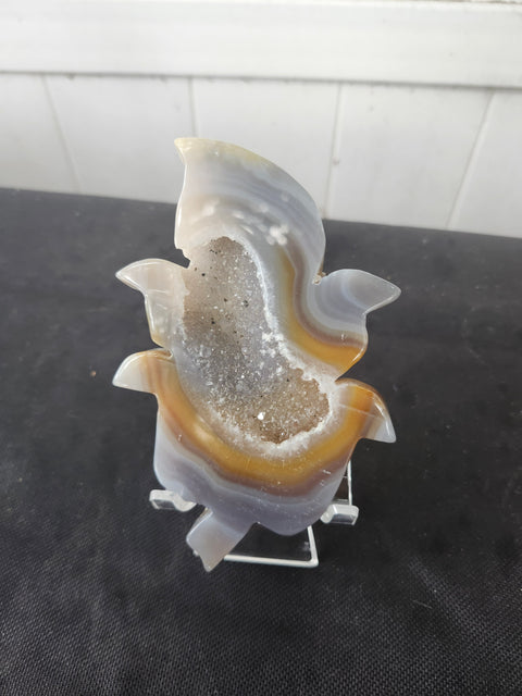 Druzy agate flower carving! 7 ounces, 5 inches tall