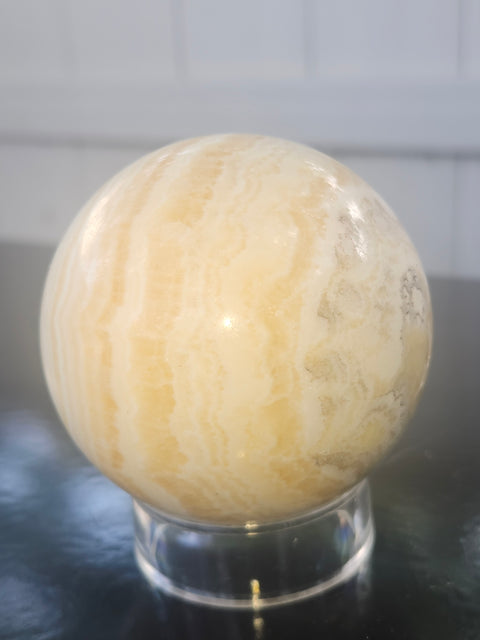 Orange calcite sphere! 67mm, 2.6 inches, 15 ounces