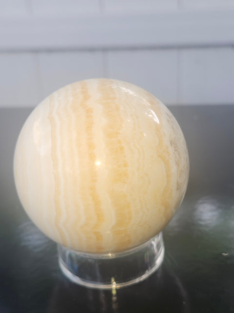 Orange calcite sphere! 67mm, 2.6 inches, 15 ounces
