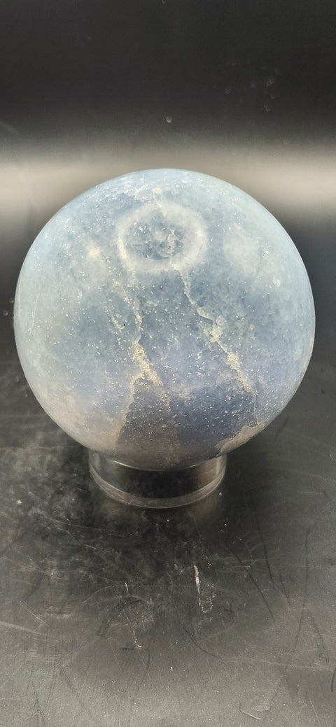 Blue calcite sphere. 62mm, 2.44 inches, 12 ounces