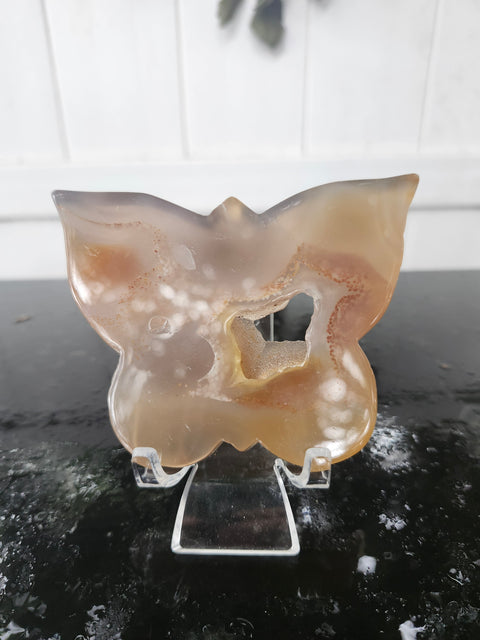 Druzy agate butterfly! 5 ounces, 4 inches wide, 3 inches tall