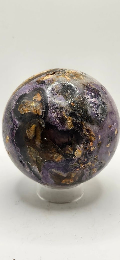 Opalized fluorite sphere! 71mm, 2.8 inches, 1.3 pounds