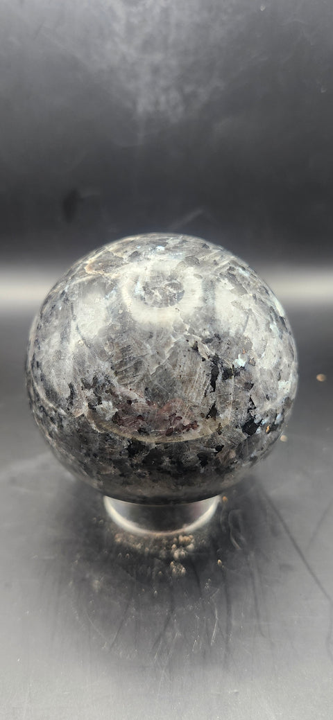 Larvikite sphere. 65.9mm, 2.59 inches, 14.5 ounces!