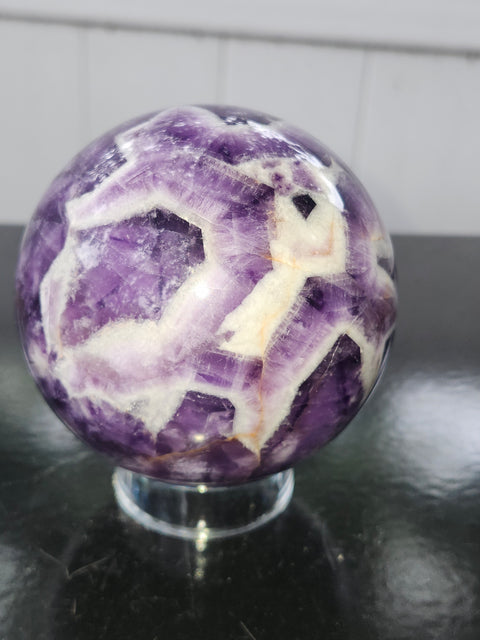 Dream amethyst sphere! 85.5mm, 3.36 inches, 1.15 pounds