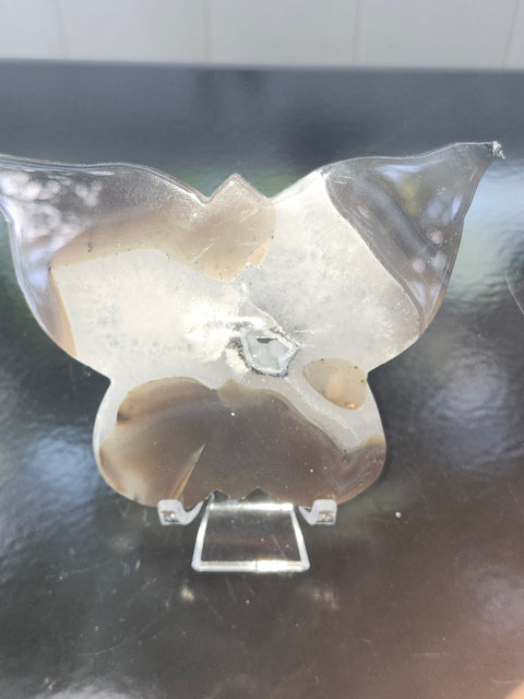Druzy agate butterfly! 4.9 inches wide, 3.36 inches tall, 8 ounces