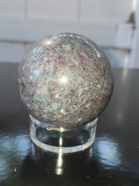 14 ounce ruby in kyanite sphere!! Uv reactive, 60mm mm, 2.36 inches
