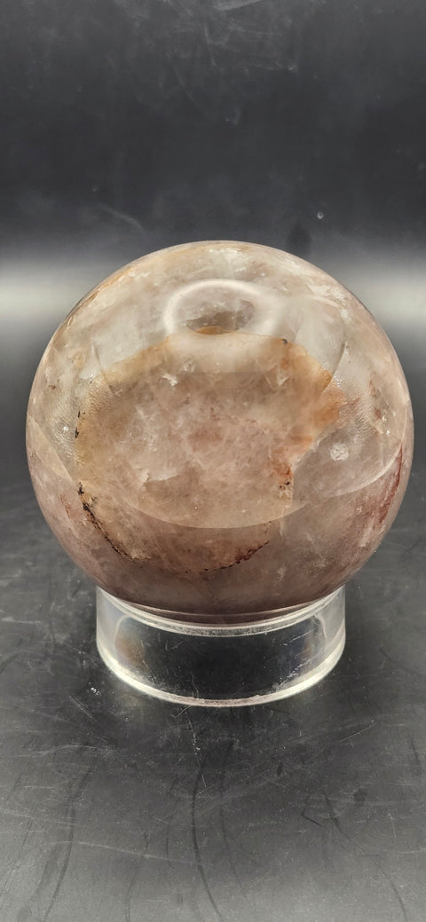Fire quartz sphere! 64.3mm, 2.5 inches, 13 ounces