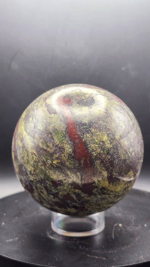 Dragon bloodstone sphere 75mm, 2.96 inches, 1.7 pounds