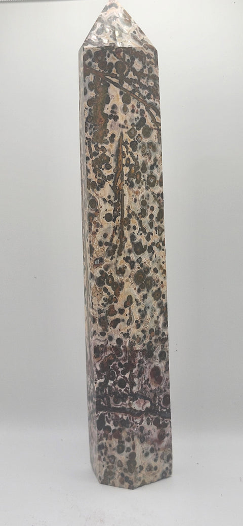 Leopard skin jasper tower! 8.5 inches tall, 13.5 ounces