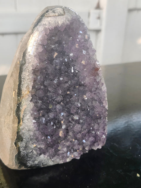 Amethyst cut base free form! 2.1 pounds, 4.6 inches tall, 3.6 inches wide