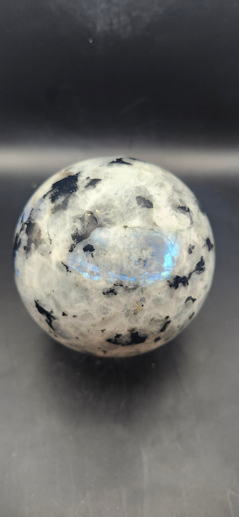 Rainbow moonstone sphere! 80mm, 3.15 inches, 1.11 pounds