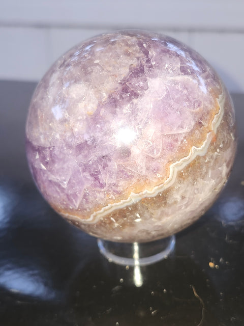 Amethyst lace agate sphere! 76mm, 3 inches, 1.6 pounds