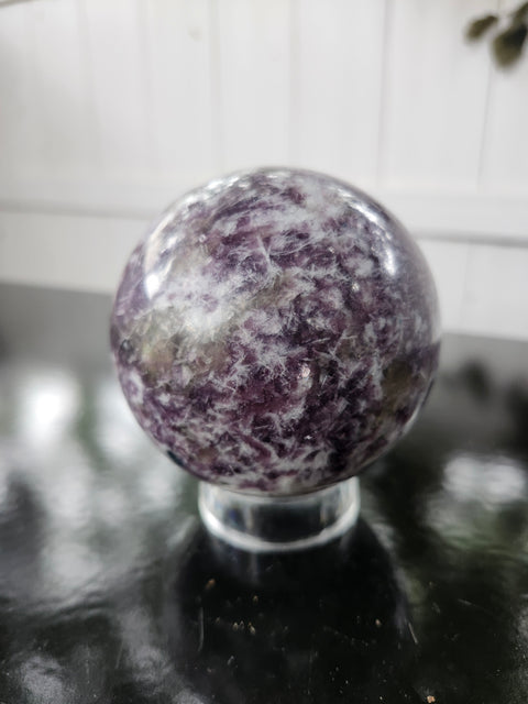 81mm, 3.18 inch Lepidolite sphere! 1.10 pounds