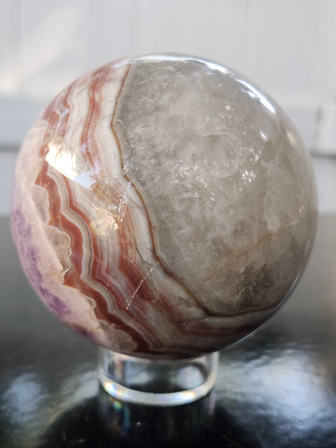 Amethyst lace agate sphere! 74mm 2.93 inches, 1.4 pounds