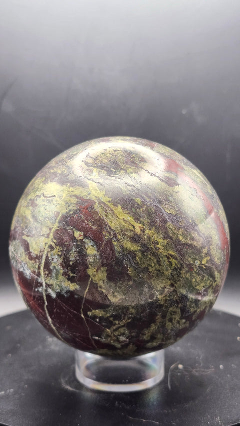 Dragon bloodstone sphere 75mm, 2.96 inches, 1.7 pounds