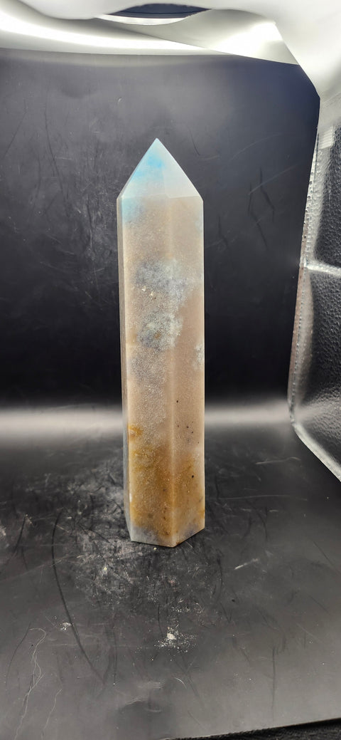 Blue, orange & green aventurine tower! 7.5 inches tall, 1.2 pounds