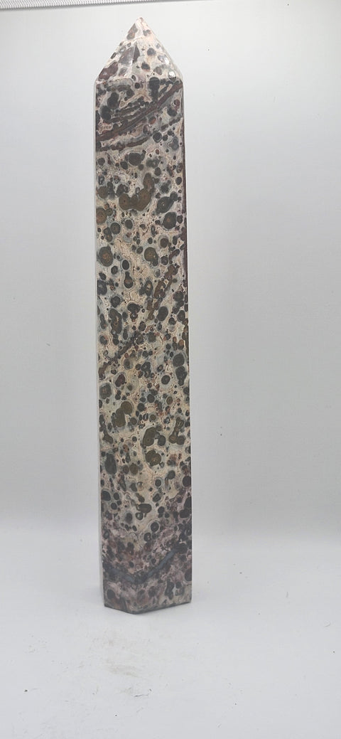 Leopard skin jasper tower! 8.5 inches tall, 13.5 ounces