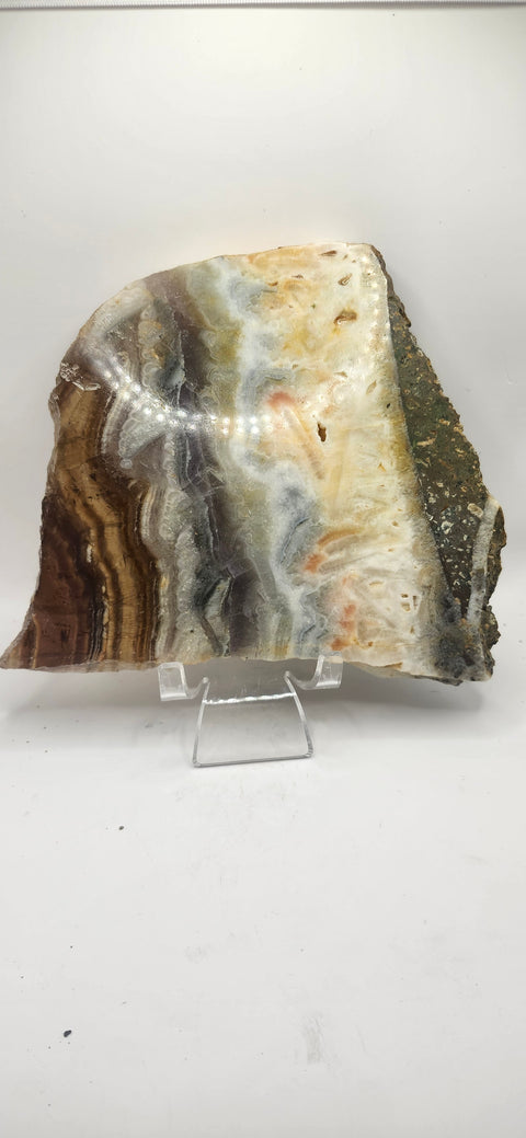 Multi color agate slab! 1.11 pounds, 6 inches by 5.8