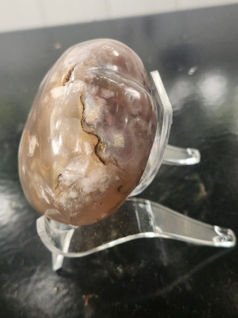Flower agate heart! 10 ounces, 75mm wide, 69mm tall, 42mm thick