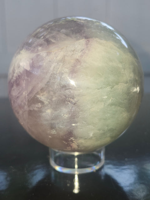 Watermelon florite sphere! 71mm, 2.8 inches, 1.6 pounds
