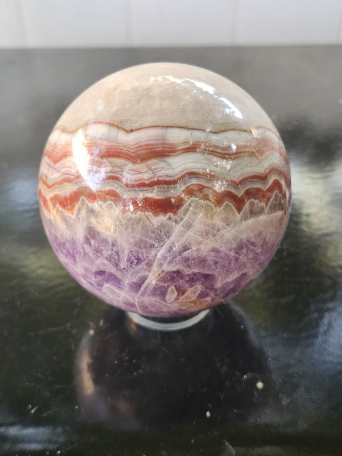 Amethyst lace agate sphere! 74mm 2.93 inches, 1.4 pounds