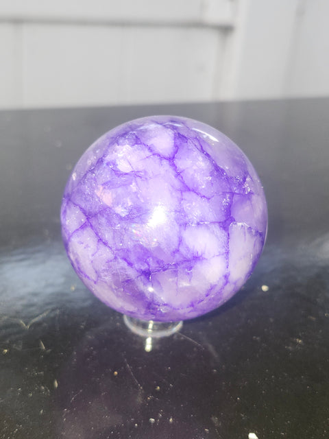 Purple crackle quartz sphere! 7.4 ounces, 53mm, 2.1 inches