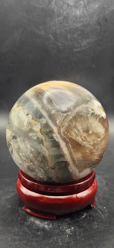 Florite/ ferruginous quartz sphere!! 15.7 ounces, 65.6mm, 2.5 inches