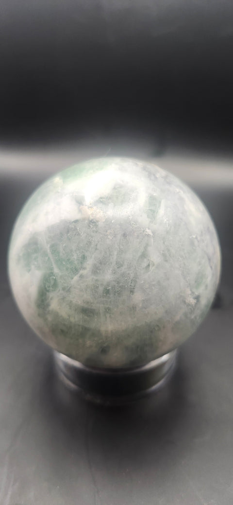Green florite sphere. 60mm, 2.37 inches, 14.2 ounces