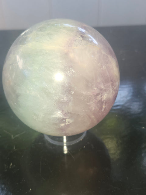 Watermelon florite sphere! 71mm, 2.8 inches, 1.6 pounds