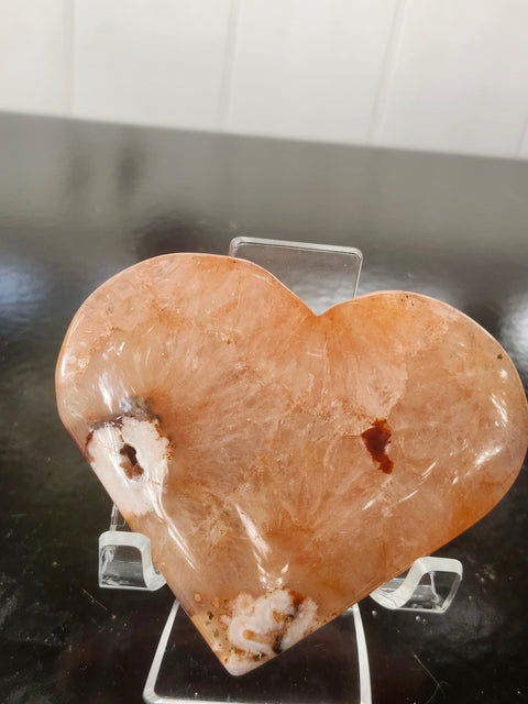 Ferruginous quartz heart! 5.5 ounces, 3.2 inches wide, 2.8 tall