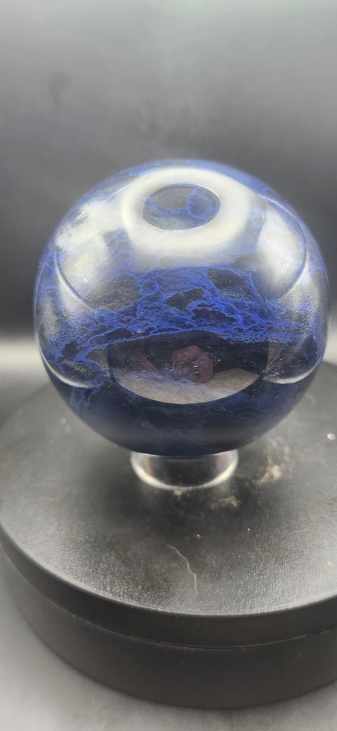 Blueberry smelting quartz sphere! 1.2 pounds, 75.8mm, 2.98 inches