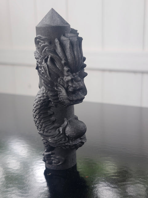Shungite dragon tower! 2.7 ounces, 4.3 inches tall