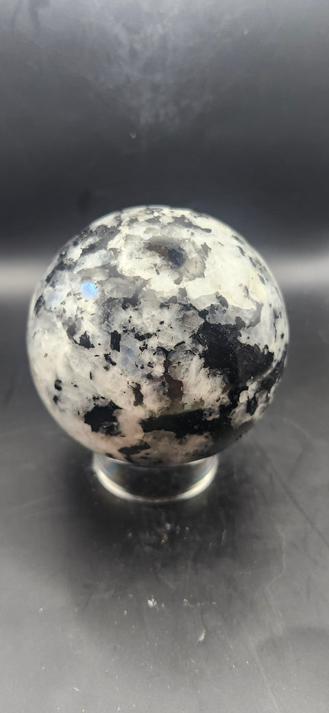 Rainbow moonstone sphere! 79.6mm, 3.13 inches, 1.10 pounds