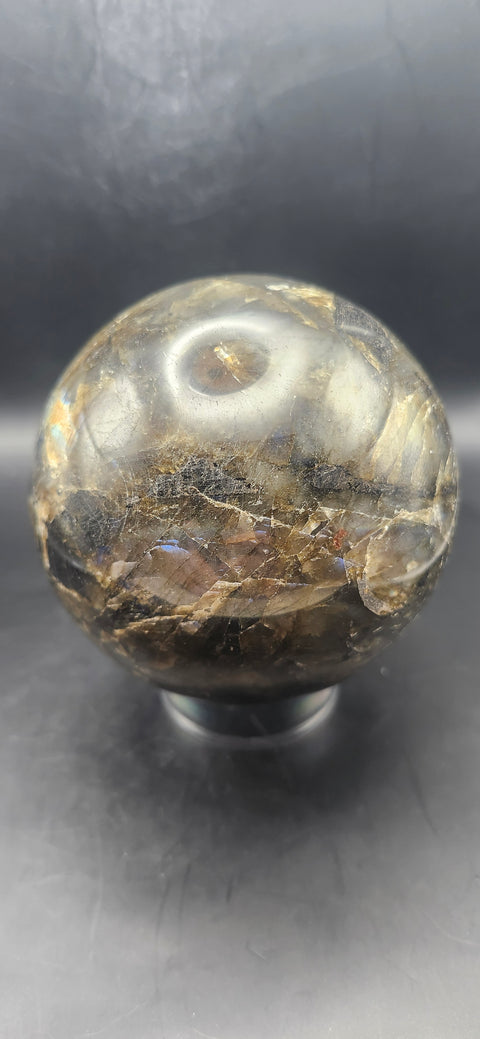 Labradorite sphere! 87mm, 3.42 inches, 2.2 pounds