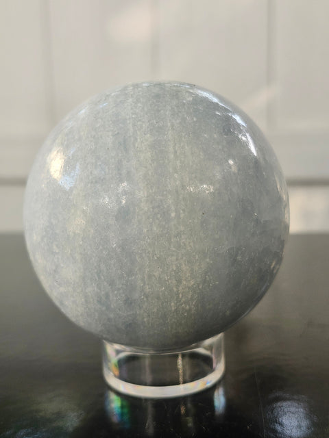 Blue calcite sphere! 13.8 ounces, 65mm, 2.56 inches
