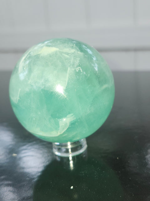 Green florite sphere! 6.8 ounces, 48mm, 1.9 inches