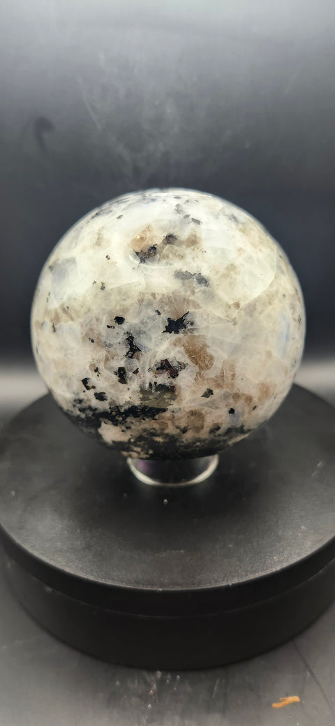 Rainbow moonstone sphere! 83mm, 3.26 inches, 1.14 pounds