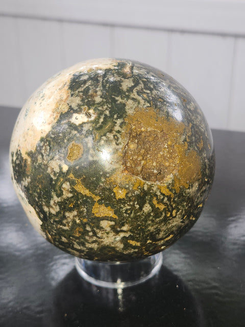 Ocean jasper sphere! 93mm, 3.66 inches, 2.6 pounds