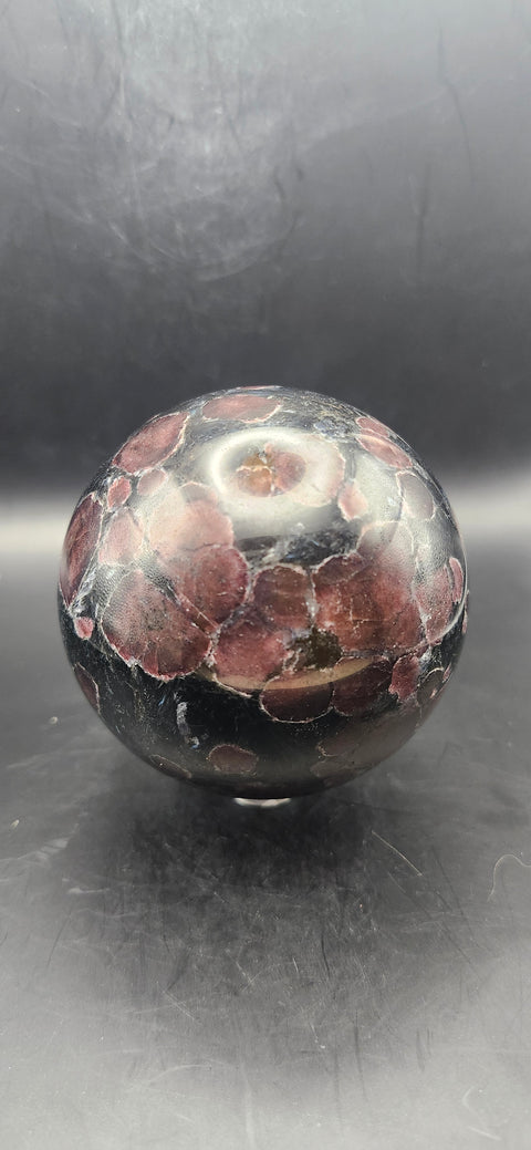 Astrophyllite garnet firework sphere! 74.5mm, 2.93 inches, 1.9 pounds