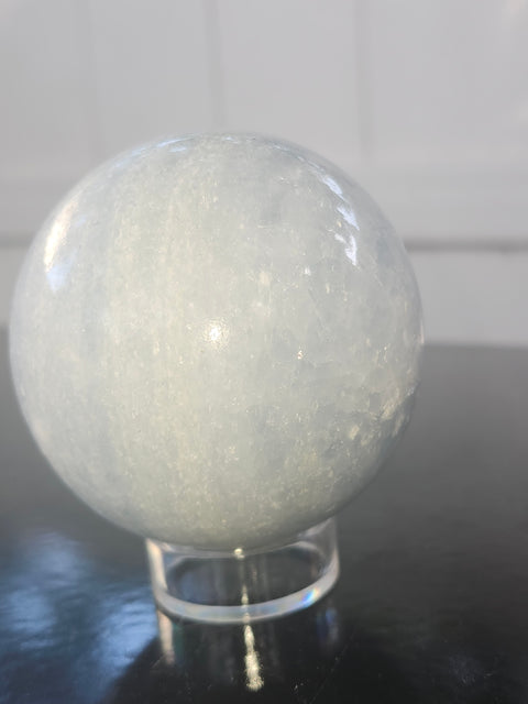 Blue calcite sphere! 13.8 ounces, 65mm, 2.56 inches
