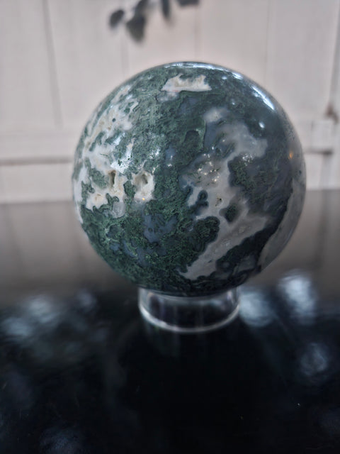 1.12 pound, 84.9mm, 3.34 inch moss agate sphere