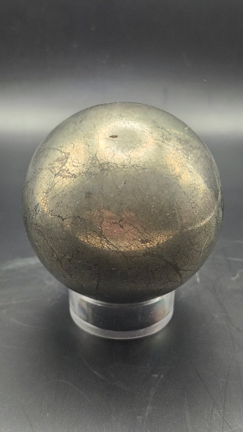 Pyrite sphere. 55.8mm, 2.19 inches, 15 ounces