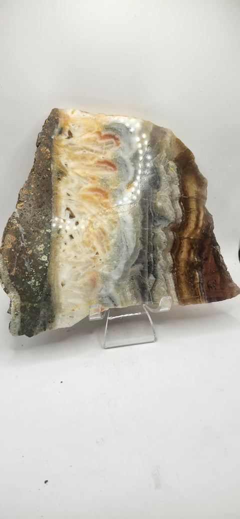 Multi color agate slab! 1.11 pounds, 6 inches by 5.8